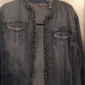 Chico’s blue jean jacket with rhinestones